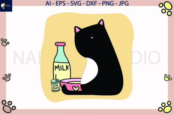 Cat Black and Milk Svg