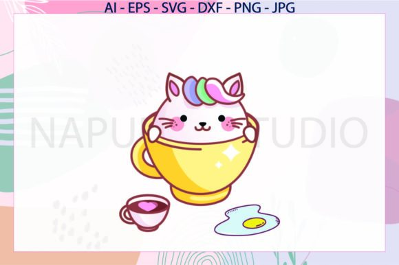 Cat Coffee Egg Unicorn Svg