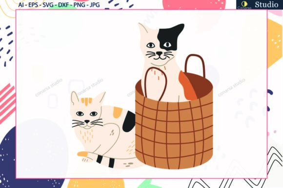 Cat Couple in Basket Svg