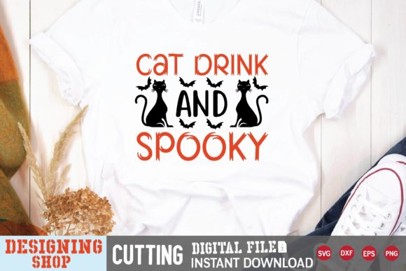 Cat Drink and Spooky Svg