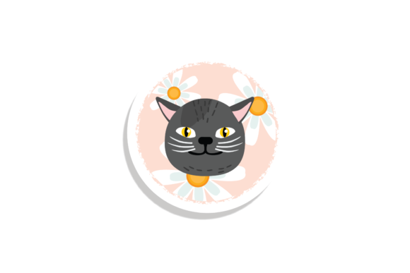 Cat Head Black Stickers Svg