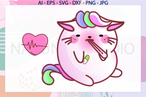 Cat Heart Sick Unicorn Svg