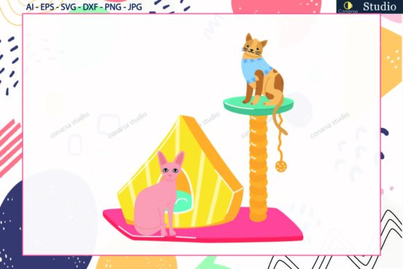 Cat House and Toys Svg