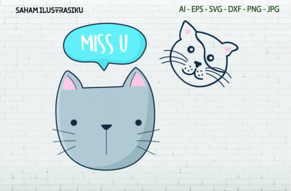 Cat Miss U Outline Svg