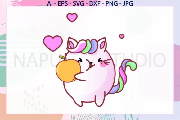 Cat Orange Fruit Unicorn Svg