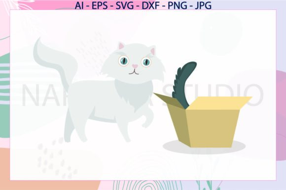 Cat Play Together Box Svg