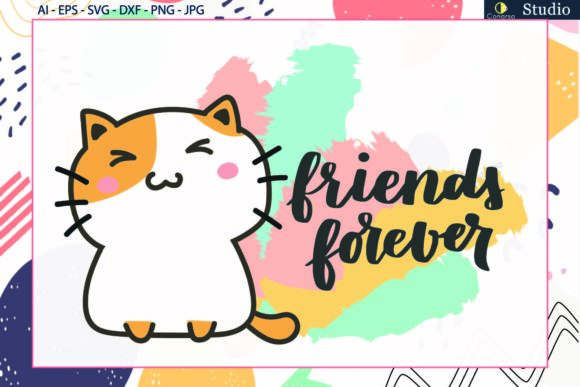 Cat Quote, Friends Watercolor Svg