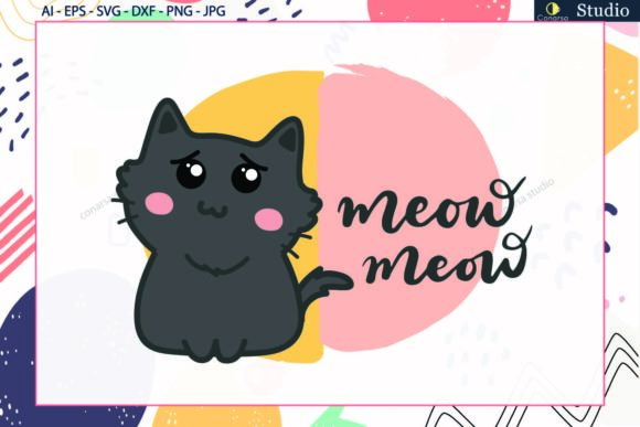 Cat Quotes Meow Watercolor Svg