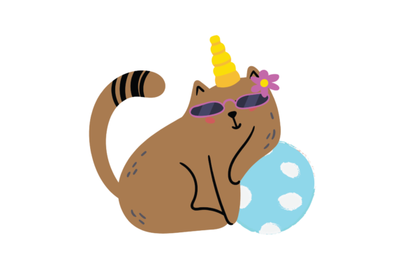Cat Unicorn and Ball Svg