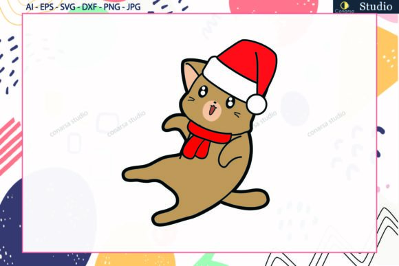 Christmas Cat Hat and Scarf Svg Eps