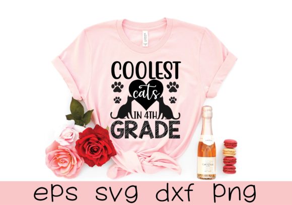 Coolest Cat in 4th Grade Svg Design