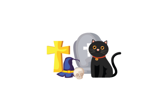 Halloween Cat Black Ghost Nisan Svg