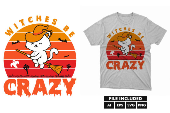 Halloween Cat Witch T-shirt SVG Design