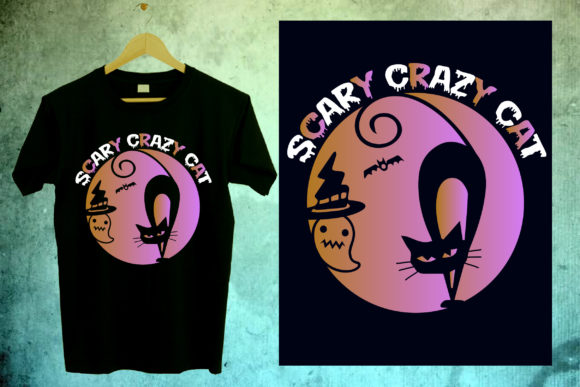 Scary Crazy Cat Halloween T-Shirt SVG