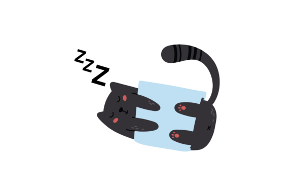 Sleeping Cat Wearing a Blanket Svg